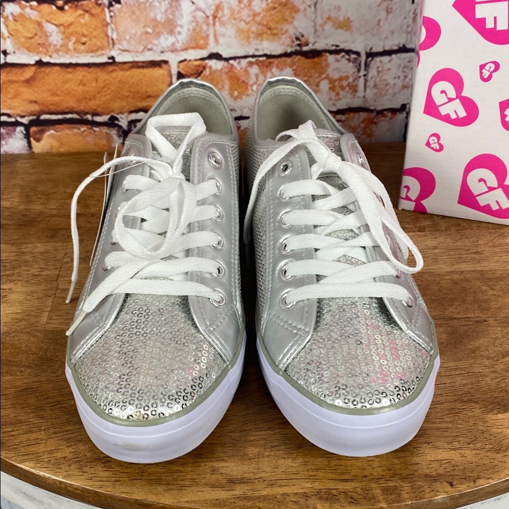 Gotta Flurt Disco 11 Metallic Silver Sequin Low-Top Dance Canvas Sneakers Sz 9 - Picture 6 of 13